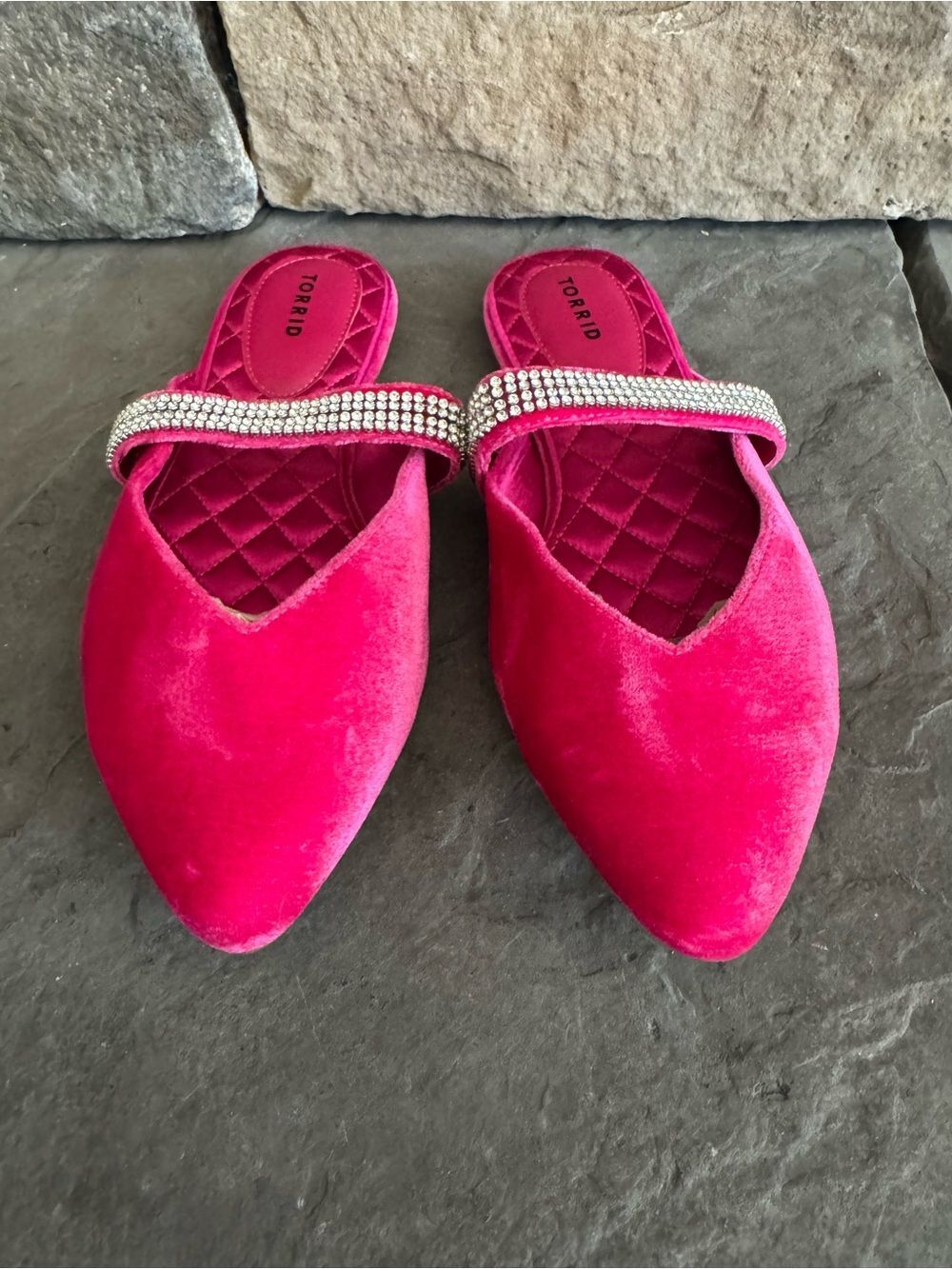 torrid Hot Pink Velvet Pointed Mule with Rhinestone Strap Women’s 8WW